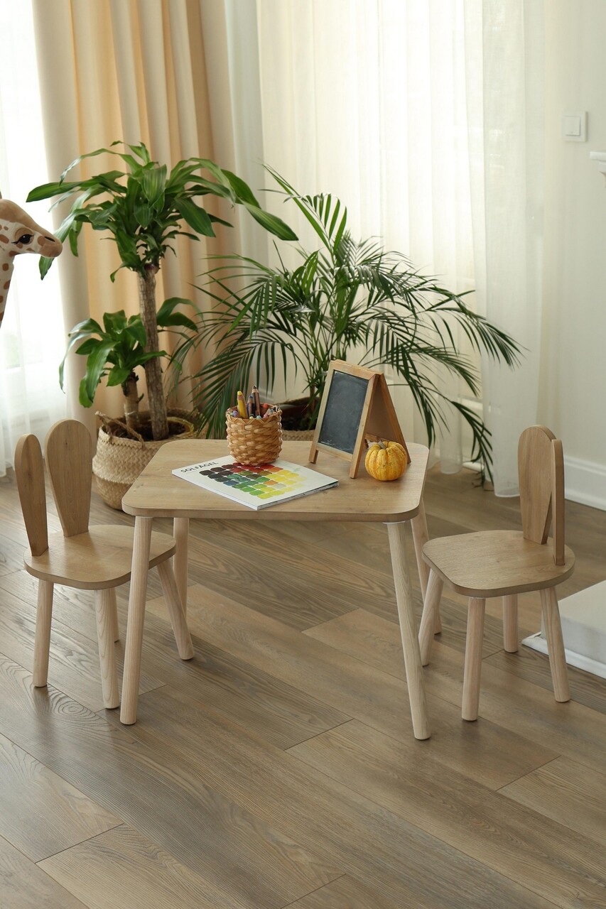 Set masa si scaun pentru copii, Hanah Home, Bunny One Chair Set, Maro - imagine 4